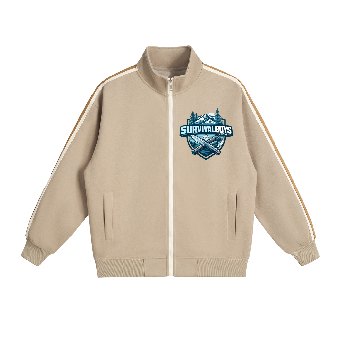 Contrast Side-Stripe Stand Collar  Jacket