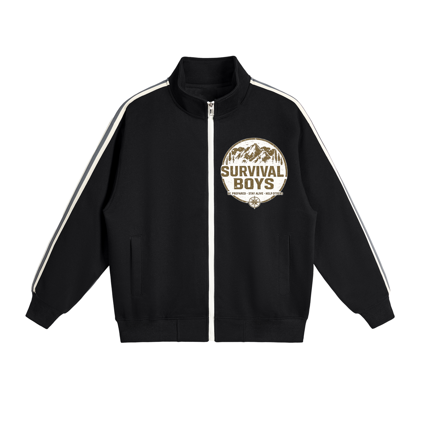 Contrast Side-Stripe Stand Collar  Jacket